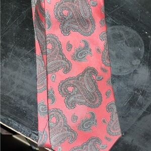 Gray and Pink Paisley Silk Tie by Lazarus